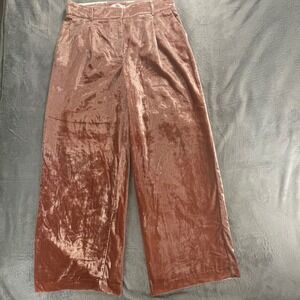 LOFT Women's 12 Pink Velvet Wide Leg Pants New With Tags Luxe Holiday Trousers